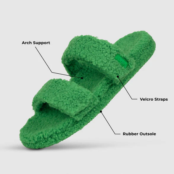 Green Two Strap Sherpa Slide - Image 6