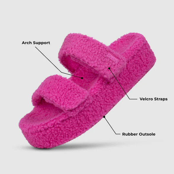 Pink Two Strap Sherpa Platform - Image 6