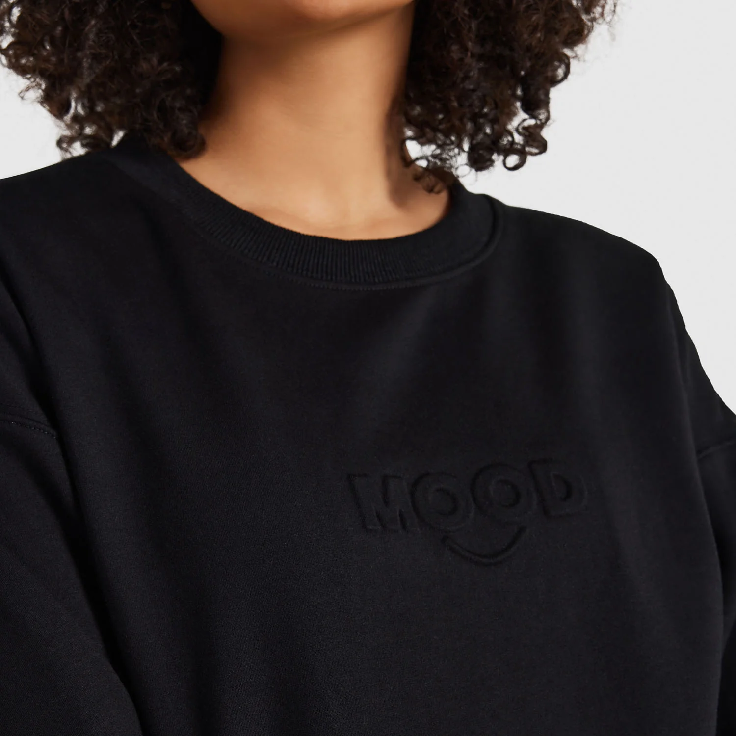 Black Relaxed Cotton Fleece Crew - Image 2
