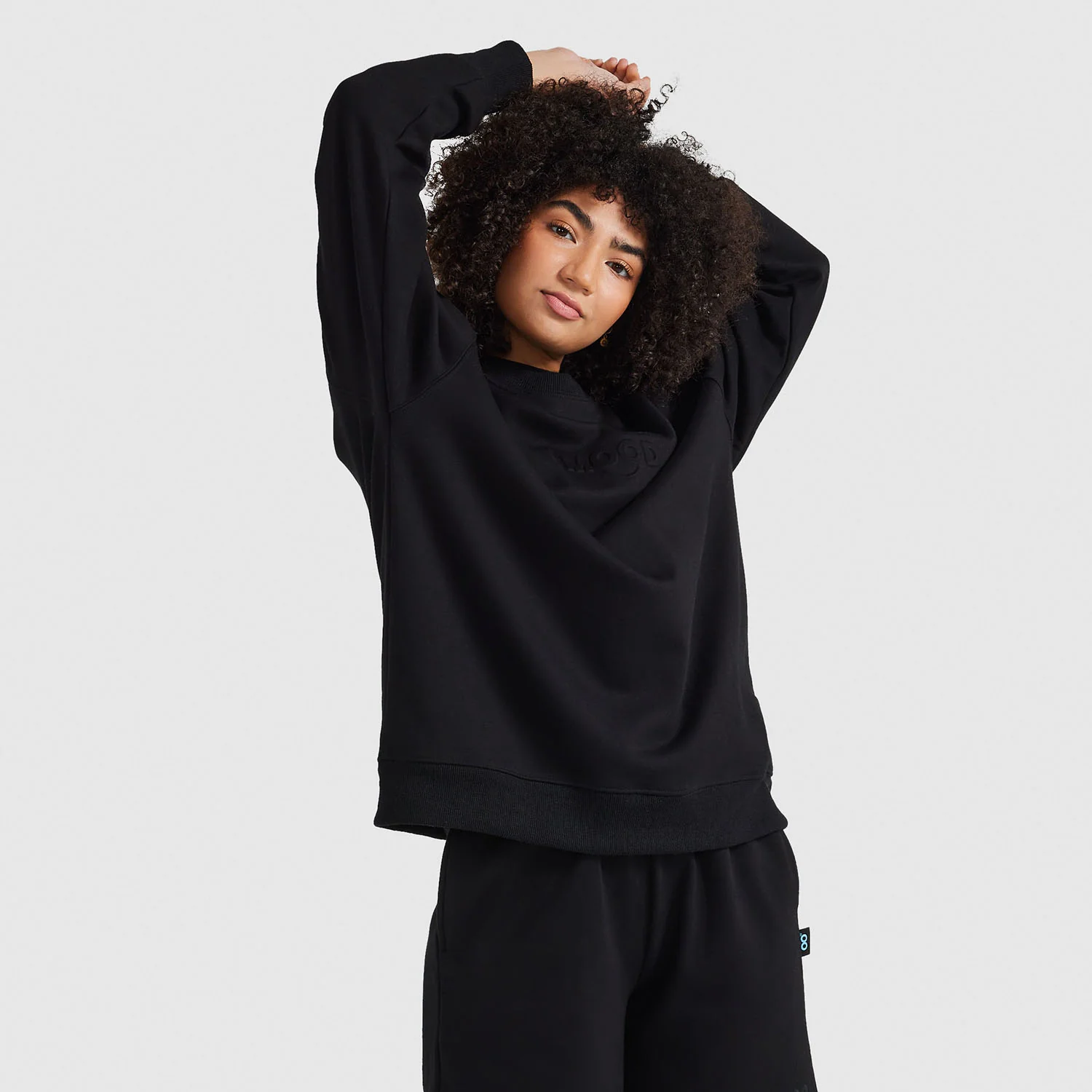 Black Relaxed Cotton Fleece Crew - Image 3