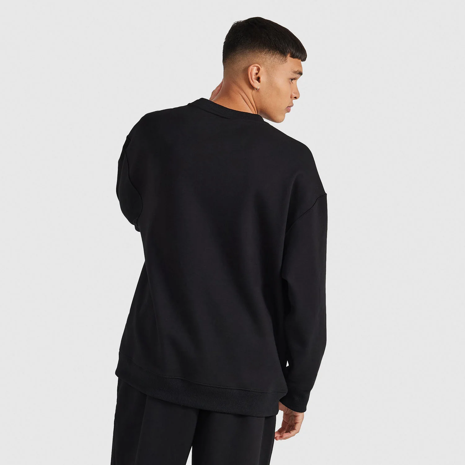 Black Relaxed Cotton Fleece Crew - Image 4