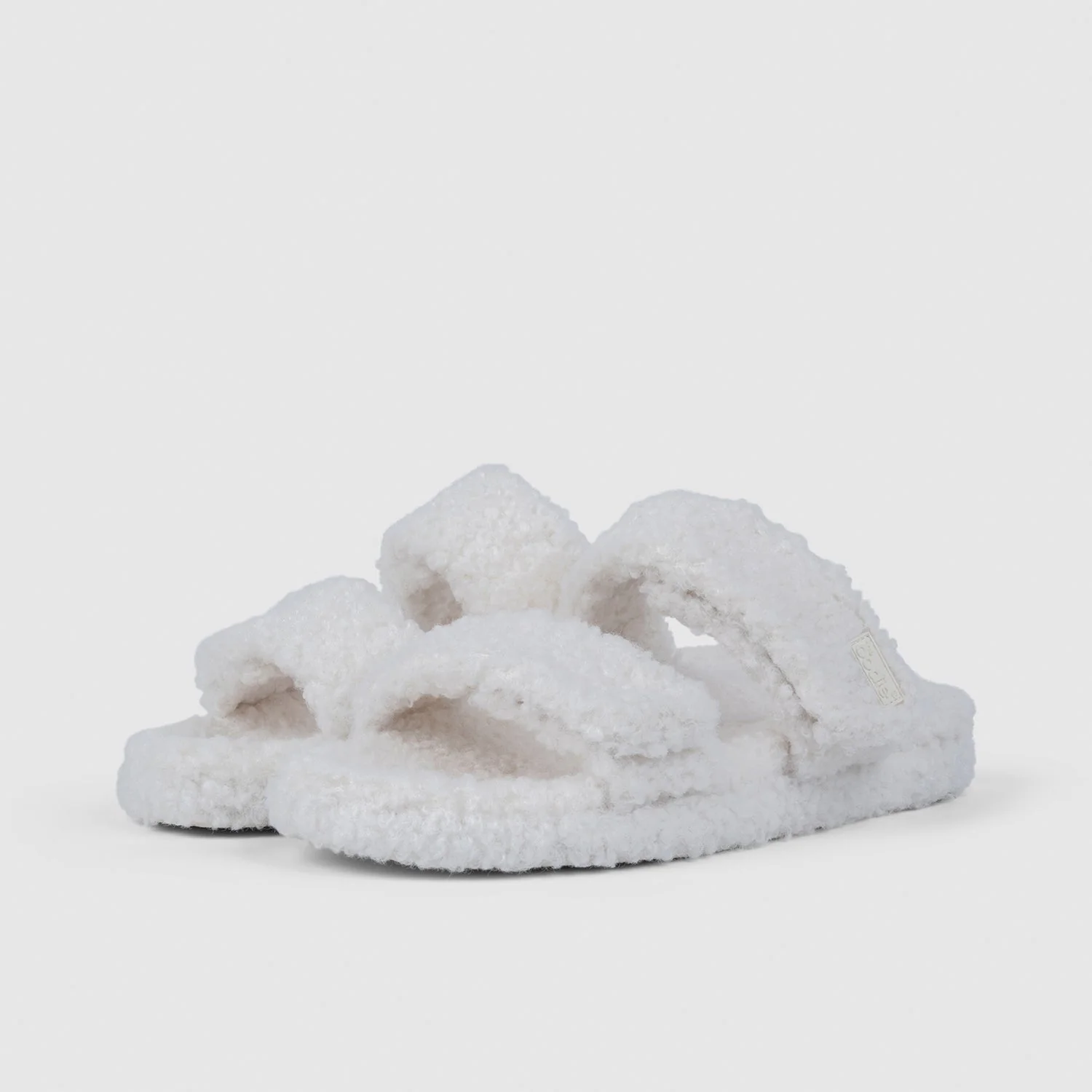 White Two Strap Sherpa Slide - Image 3